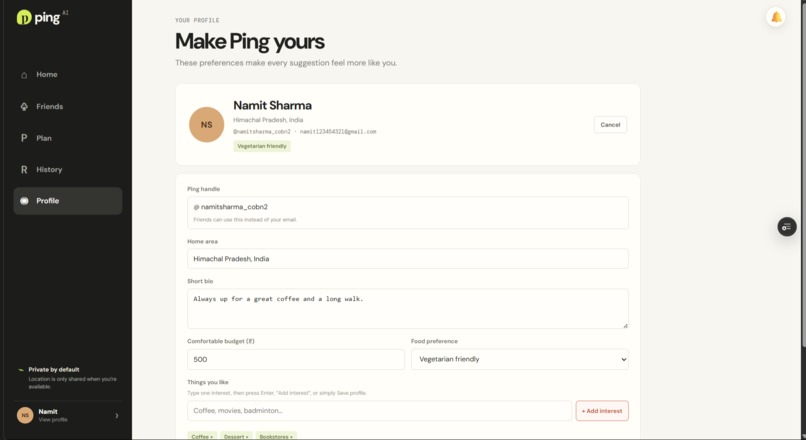 Ping AI – An AI Social Coordination Agent – screenshot 4