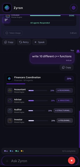 Zyron — Multi-Agent AI Platform for Android – screenshot 2