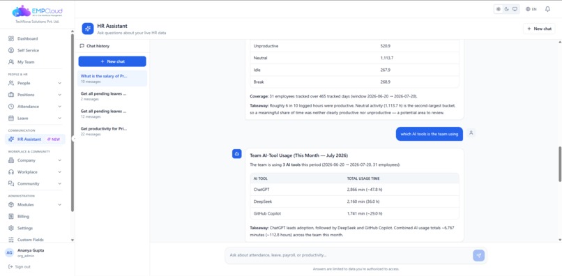 EmpCloud HR Assistant – screenshot 3