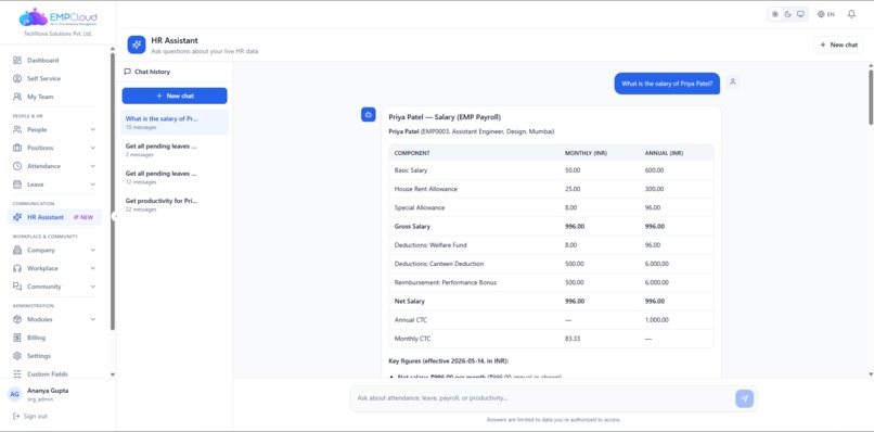 EmpCloud HR Assistant – screenshot 4