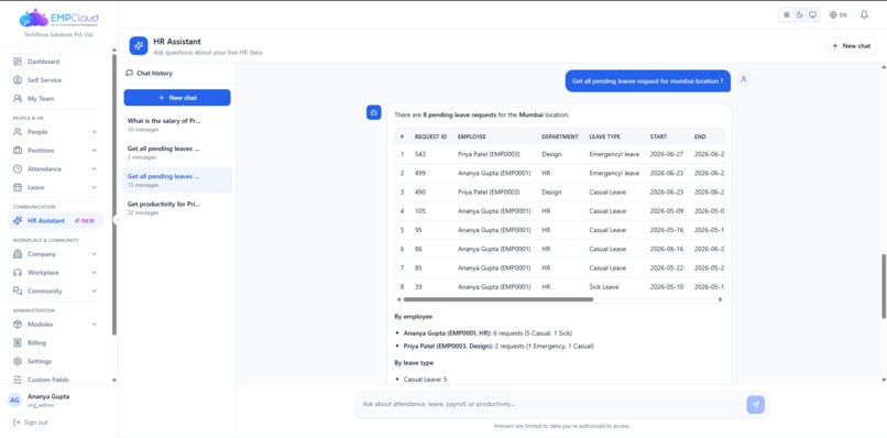EmpCloud HR Assistant – screenshot 6