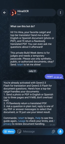 Hina OCR Telegram Bot – screenshot 2