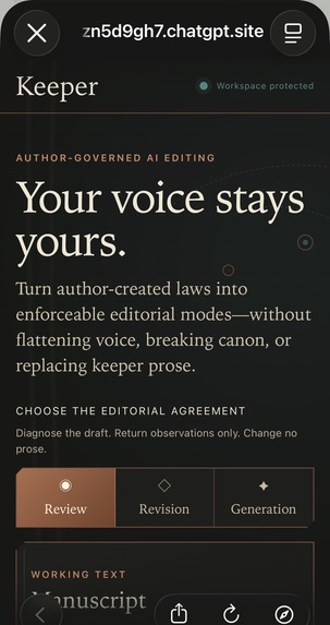 Keeper: Canon-Safe Editorial Workspace – screenshot 1