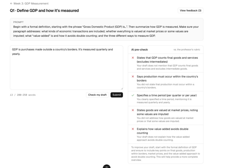 AI-native peer review for coursework in higher education – screenshot 4