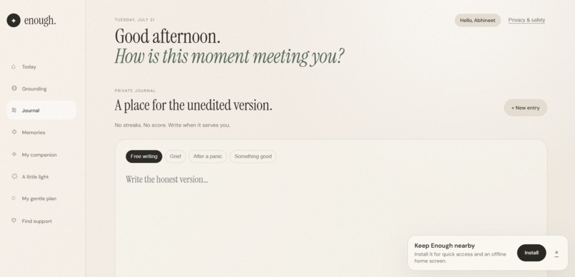 Enough - A Gentle AI Companion – screenshot 3