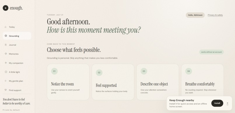 Enough - A Gentle AI Companion – screenshot 2