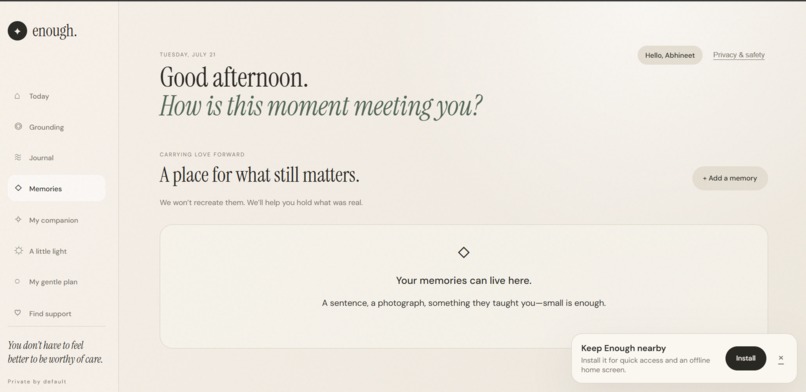 Enough - A Gentle AI Companion – screenshot 4