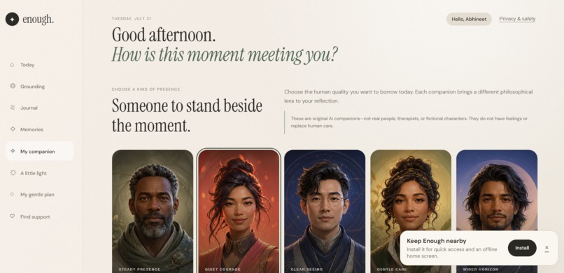 Enough - A Gentle AI Companion – screenshot 5