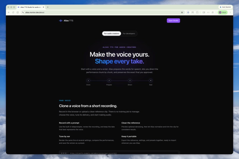 Alias TTS: one server, two APIs, your voices – screenshot 2