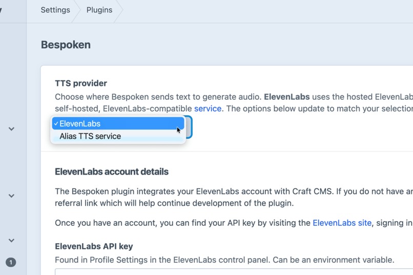 Alias TTS: one server, two APIs, your voices – screenshot 4