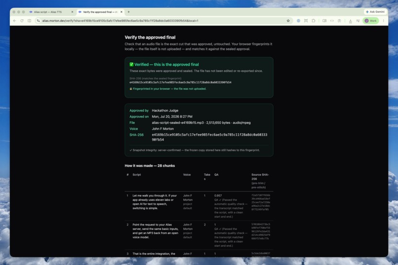 Alias TTS: one server, two APIs, your voices – screenshot 9
