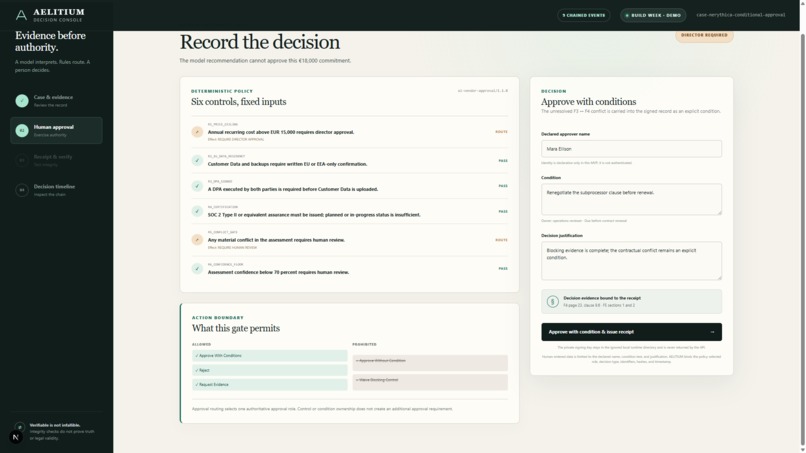 AELITIUM - Verifiable Decision Workflows – screenshot 2