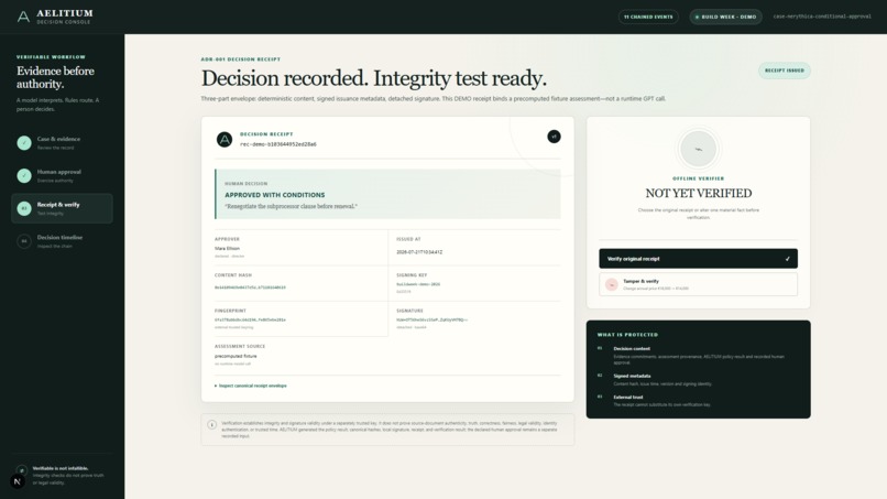 AELITIUM - Verifiable Decision Workflows – screenshot 3