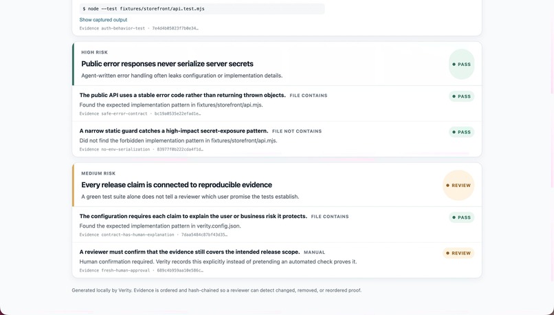 Verity: Proof-Carrying Release Gates – screenshot 2