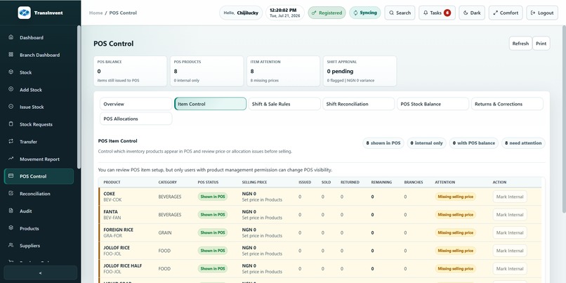 TransInvent Business Management System – screenshot 2