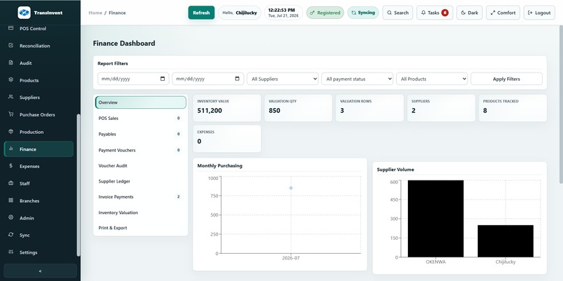 TransInvent Business Management System – screenshot 3