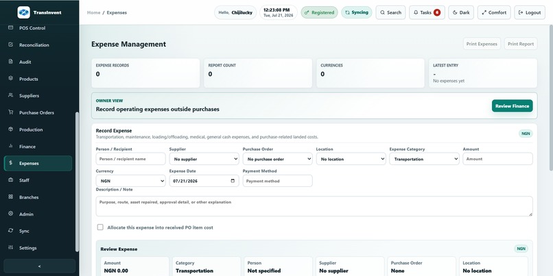 TransInvent Business Management System – screenshot 6