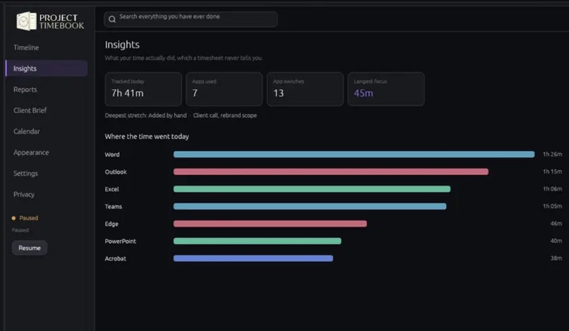 Project Timebook – screenshot 1