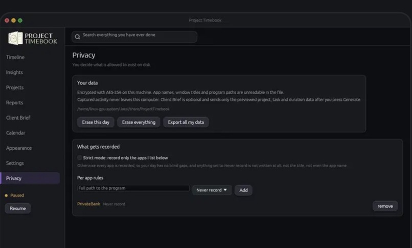 Project Timebook – screenshot 5