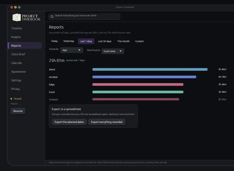 Project Timebook – screenshot 3