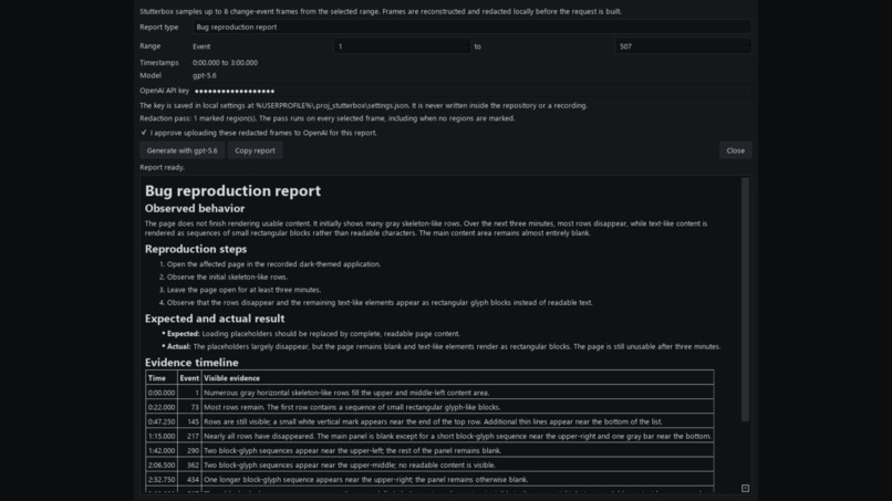 Stutterbox: Redacted GPT-5.6 Reports – screenshot 2