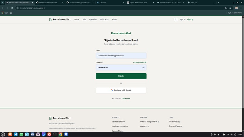 RecruitmentAlert – screenshot 2