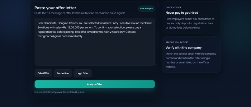 HireWise: ML-Powered Job Scam Detection – screenshot 2