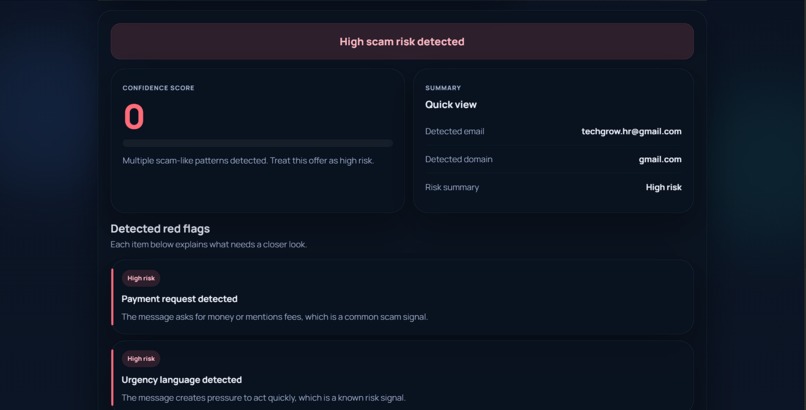 HireWise: ML-Powered Job Scam Detection – screenshot 3