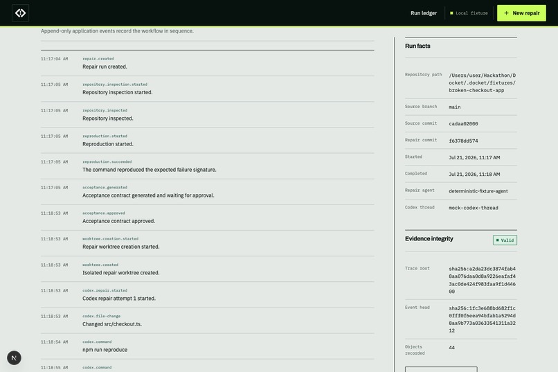 Docket : Evidence-First AI Repair Verification – screenshot 4
