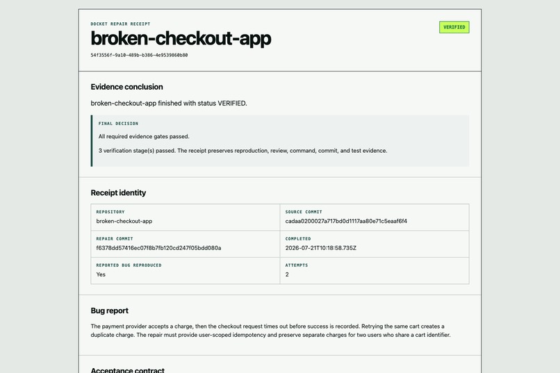 Docket : Evidence-First AI Repair Verification – screenshot 5