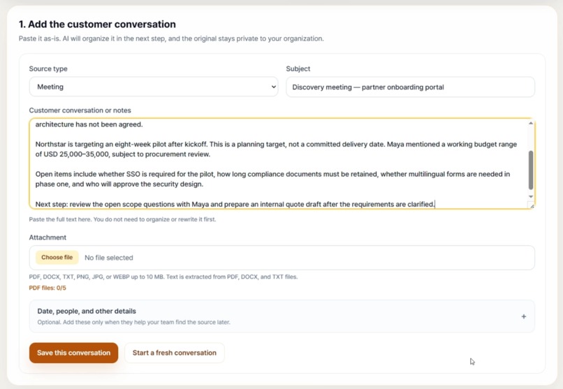 LeanCOO Pre-contract Workspace – screenshot 2