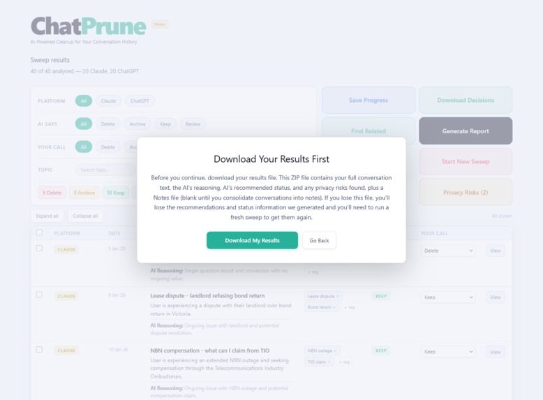 ChatPrune – screenshot 5