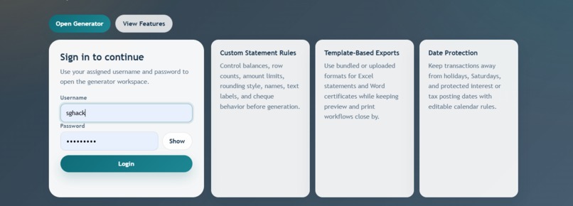 Statement Generator – screenshot 1