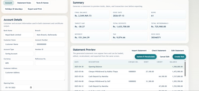 Statement Generator – screenshot 2