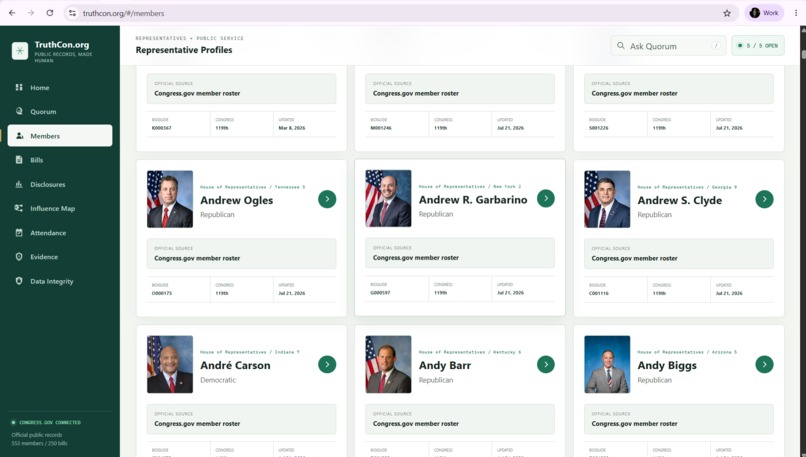 TruthCon: The Congressional Intelligence Engine – screenshot 6