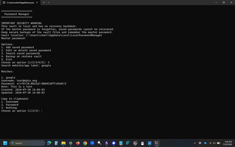 KeepLocal: Local Password Manager – screenshot 2