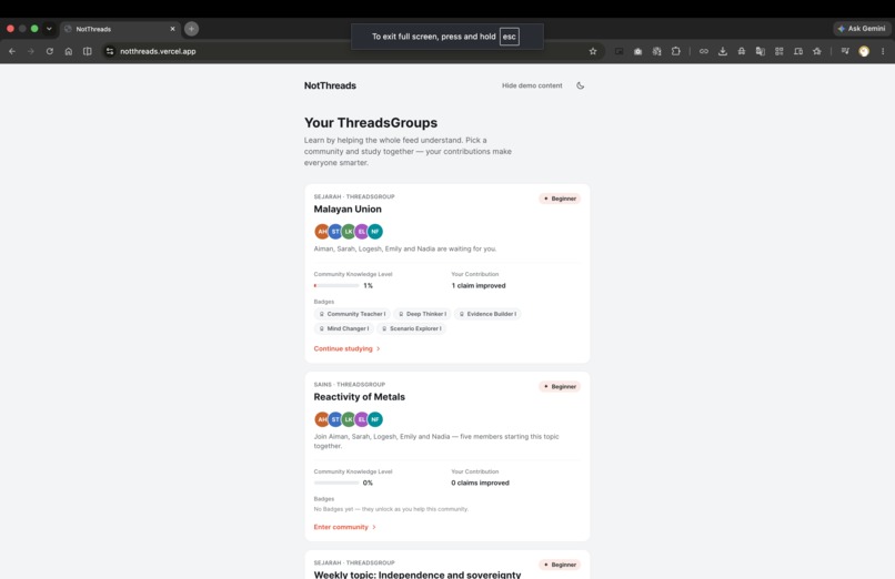 NotThreads – screenshot 1