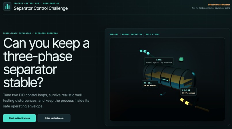 Separator Control Challenge – screenshot 1