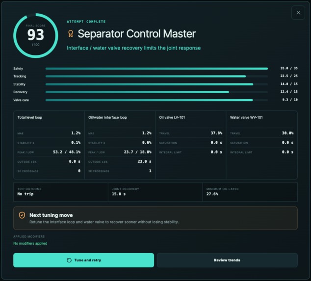 Separator Control Challenge – screenshot 5