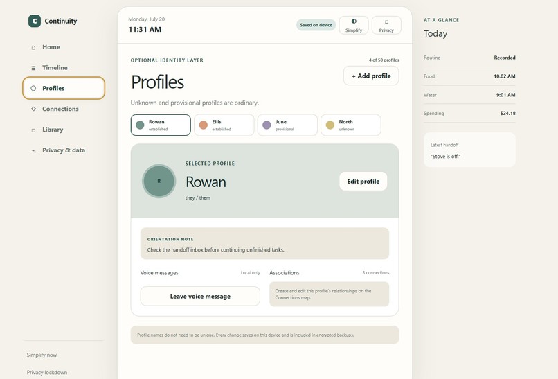 Continuity (Plural Systems Prototype) – screenshot 3