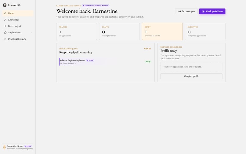 ResumeDB – screenshot 1