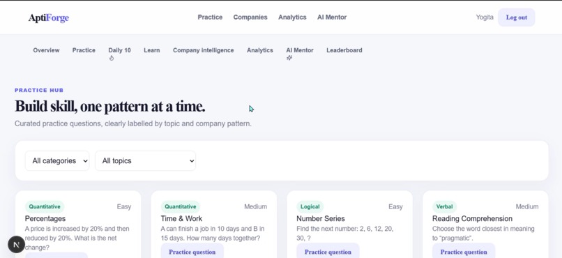 AptiForge: AI-Powered Placement Aptitude Preparation – screenshot 3