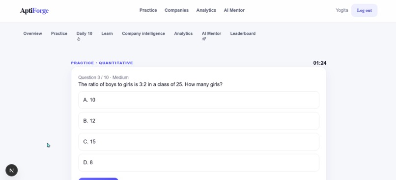 AptiForge: AI-Powered Placement Aptitude Preparation – screenshot 5