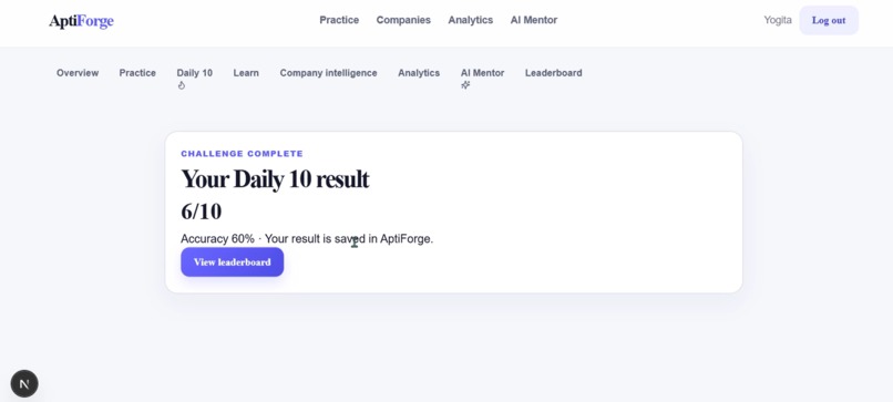 AptiForge: AI-Powered Placement Aptitude Preparation – screenshot 9
