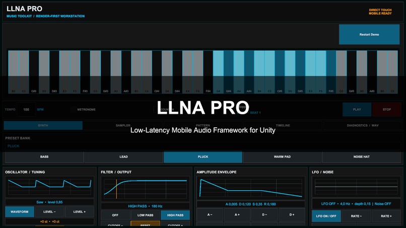 LLNA PRO – Low-Latency Mobile Audio Framework for Unity – screenshot 1