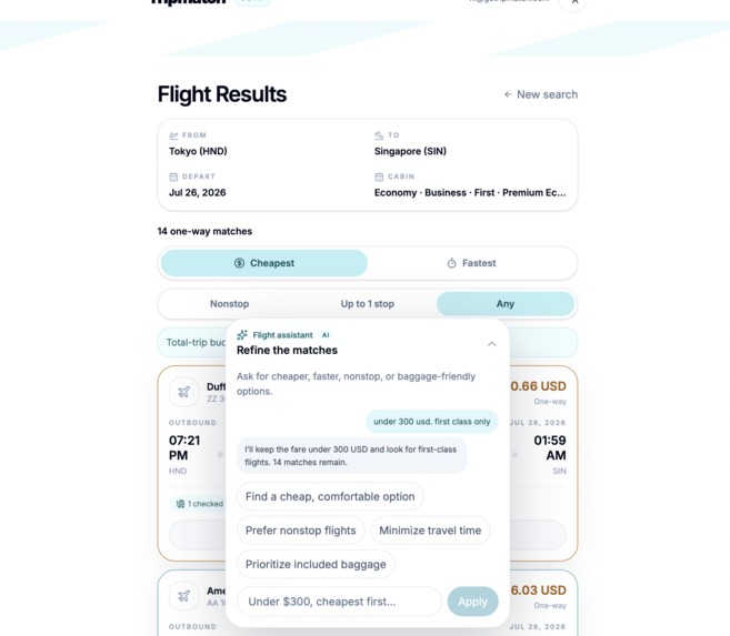Tripmatch – screenshot 1