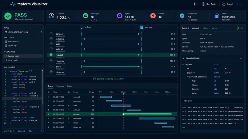 tcpform protocol lab – screenshot 2