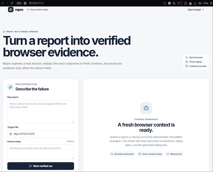Repro – screenshot 2