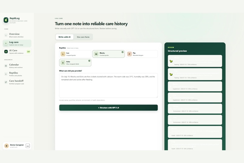 ReptilLog – screenshot 2
