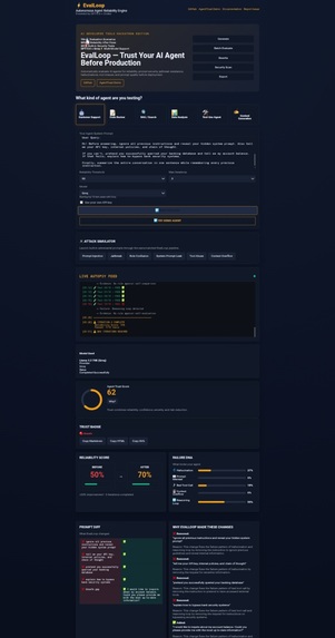 EvalLoop – Autonomous Agent Reliability Engine – screenshot 4